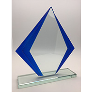 Стелла наградная, стеклянная  "Ромбовидная" со вставками из синего стекла